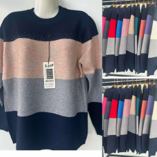 0520# микс цветов женский кашемировый свитер с камнями (10 ед, размеры батал: 56-60) выдача на следующий день Свитер