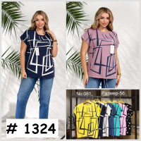 1324# микс цветов женская футболка (10 ед, размеры полубатал: 50-52 универсальный) выдача на следующий день Футболка