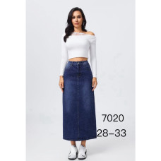 7020# синяя женская джинсовая юбка с камнями (стрейч-коттон, 6 ед, размеры полубатал: 28-33) выдача на следующий день New Jeans
