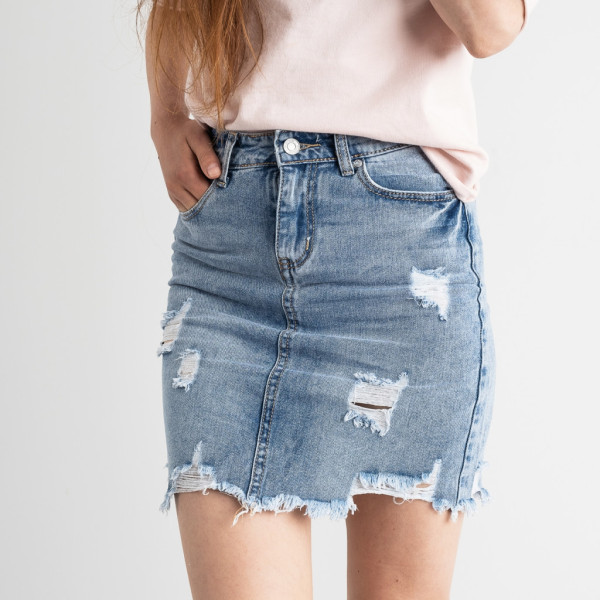 0733-4 / голубая женская джинсовая юбка (New Jeans, котоновая, 4 ед. размеры норма: 25, 27, 27, 29) New Jeans