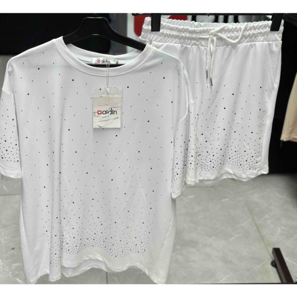 3812# белый женский костюм (3 ед, размеры норма: M-L оверсайз) выдача на следующий день Костюм