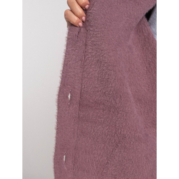 0562-32 темно-сиреневый женский кардиган (шерсть альпаки, на пуговицах, 1 ед. универсальный полубатальный размер: 46-52) Кардиган