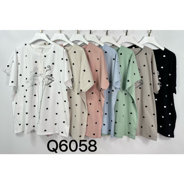 6058# микс цветов женская футболка (Kiss me, 10 ед, размеры батал: 2XL-4XL) выдача на следующий день Kiss me