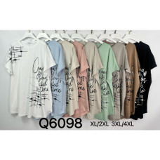 6098# микс цветов женская футболка (Kiss me, 10 ед, размеры батал: 2XL-4XL) выдача на следующий день Kiss me