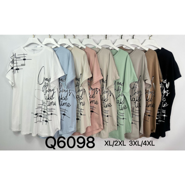 6098# микс цветов женская футболка (Kiss me, 10 ед, размеры батал: 2XL-4XL) выдача на следующий день Kiss me