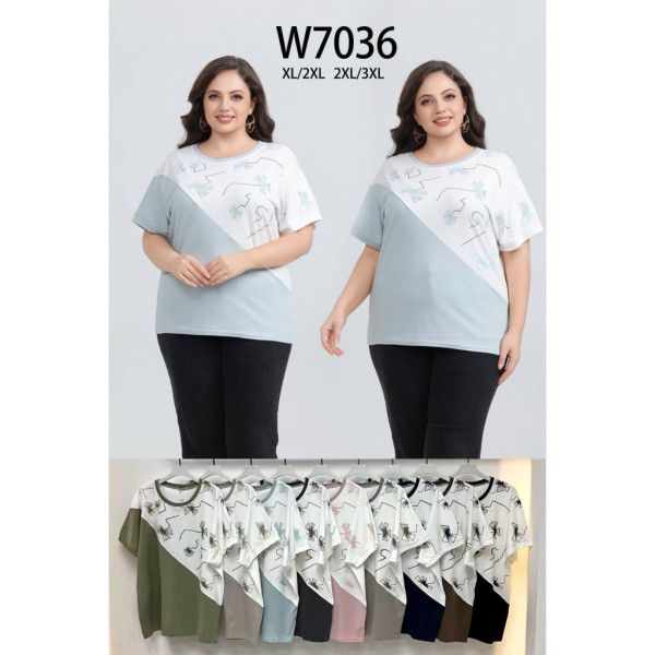 7036 # микс цветов женская футболка (10 ед, размеры батал: XL-3XL) выдача на следующий день Kiss me