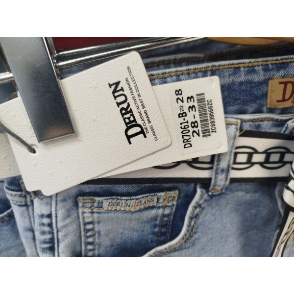 7061# голубые женские джинсовые шорты-юбка(Derun, стрейч, 6 ед, размеры полубатал: 28-33) выдача на следующий день Derun