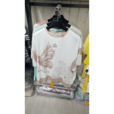 7070# микс цветов женская футболка (хлопок, 20 ед, размеры батал: 3XL/4XL универсальный) выдача на следующий день Kiss me