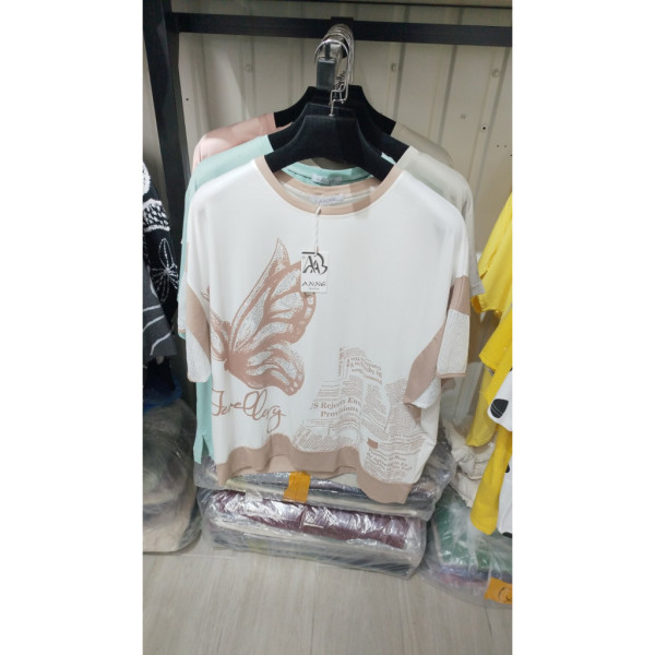 7070# микс цветов женская футболка (хлопок, 20 ед, размеры батал: 3XL/4XL универсальный) выдача на следующий день Kiss me