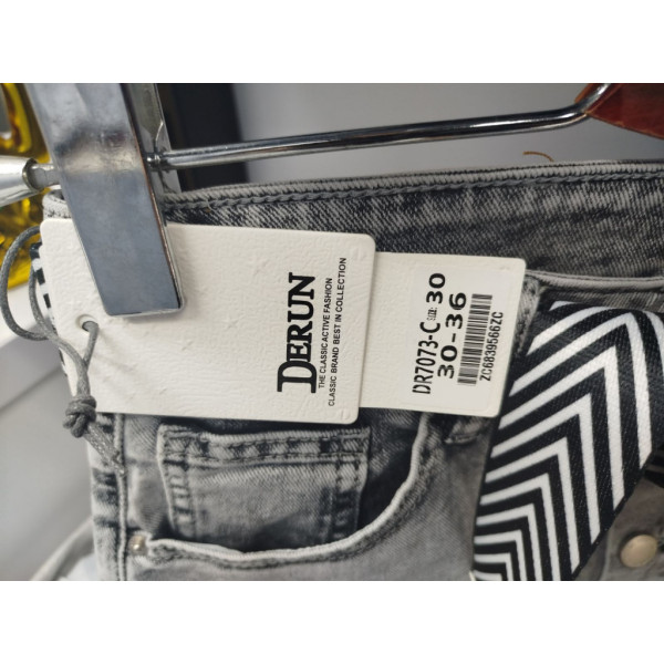 7073# серые женские джинсовые шорты-юбка(Derun, стрейч, 6 ед, размеры батал: 30-36) выдача на следующий день Derun