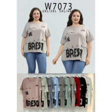 7073 # мікс кольорів жіноча футболка (Kiss Me, 10 од., розміри батал: 2xl-4xl) видача наступного дня Футболка
