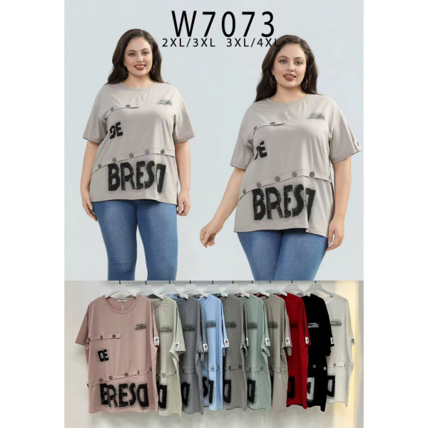 7073 # мікс кольорів жіноча футболка (Kiss Me, 10 од., розміри батал: 2xl-4xl) видача наступного дня Футболка