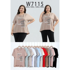 7115 # микс цветов женская футболка (10 ед, размеры батал: 2XL-4XL) выдача на следующий день Kiss me