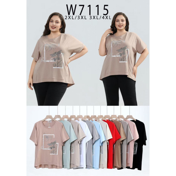 7115 # микс цветов женская футболка (10 ед, размеры батал: 2XL-4XL) выдача на следующий день Kiss me