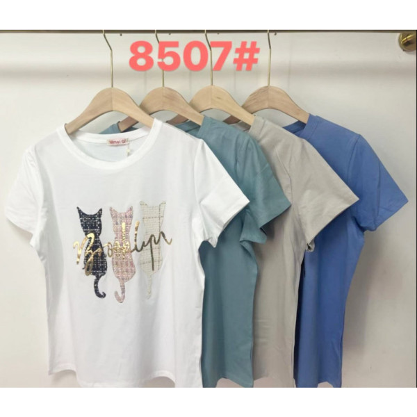 8507 # микс цветов женская футболка (трикотаж, 12 ед, размеры норма: 46) выдача на следующий день Футболка