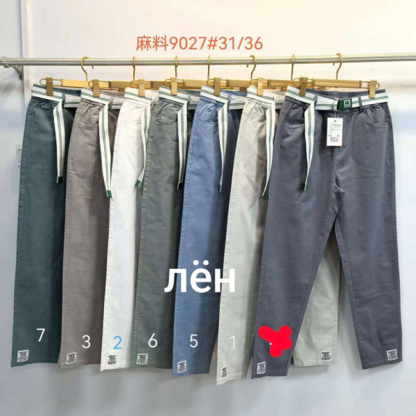 9027# выбор цвета женские брюки (лён, 6 ед, размеры батал: 31-36) выдача на следующий день Брюки