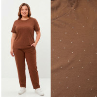 0367-9 коричневый женский костюм-двойка (футболка + штаны) (5'TH AVENUE, турецкий хлопок, 3 ед. размеры полубатал: 48. 50. 52) 5`th Avenue