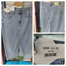 0360# голубая женская джинсовая юбка (стрейч коттон, 6 ед, размеры батал: 30-36) выдача на следующий день Юбка