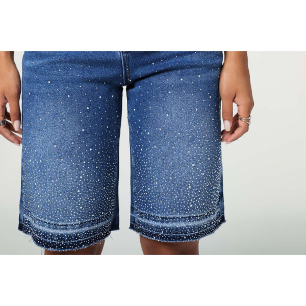 7002-2# синие женские джинсовые шорты с камнями (New Jeans, 6 ед, размеры норма: 26-31) выдача на следующий день Шорты