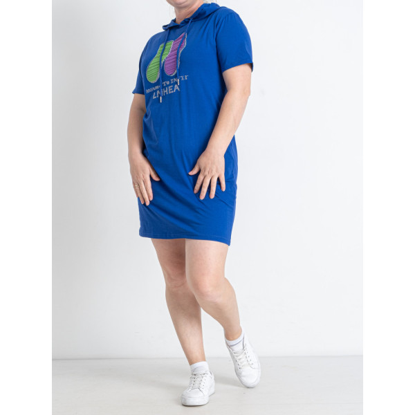 0802-4 микс расцветок женская туника с камнями (Nana. капюшон, карманы, 8 ед. универсальный полубатальный размер: 48-52) Nana