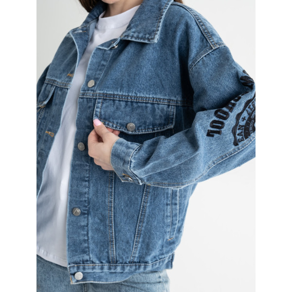 7011 Жіноча джинсова куртка Fashion блакитна (1135228)
