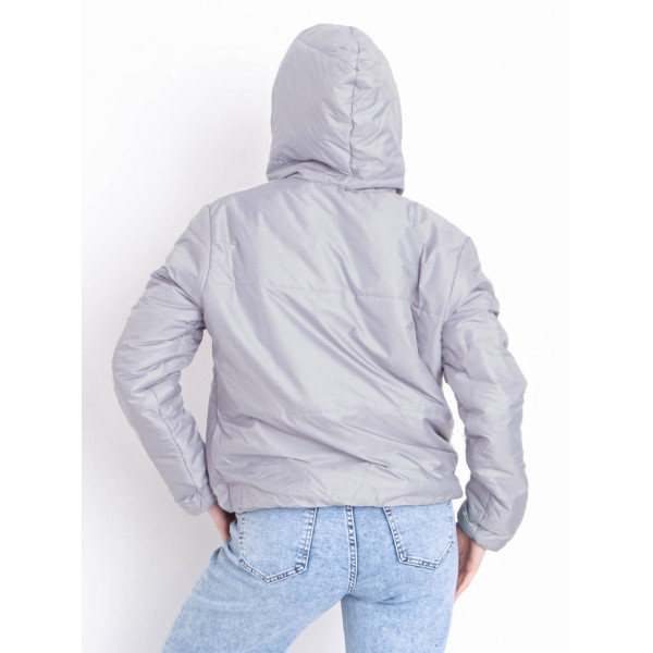 5010-44 СЕРАЯ куртка-зефирка с капюшоном на синтепоне (2 ед. размеры: 42-44.46-48) Куртка-зефирка