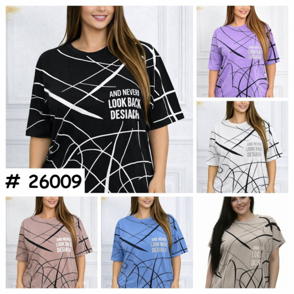 26009# выбор цвета женская футболка (коттон 95%, спандекс 5%, 3 ед, размеры батал: 2XL, 3XL, 4XL) выдача на следующий день Футболка