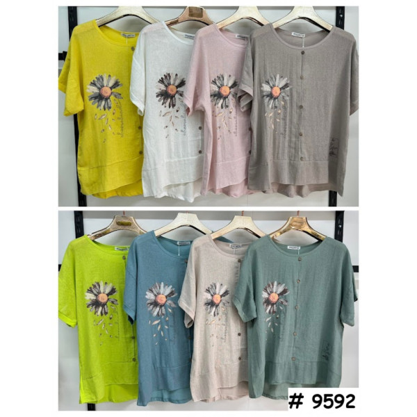 9592# выбор цвета женская футболка (лён, 4 ед, размеры батал: 3XL-6XL) выдача на следующий день Футболка