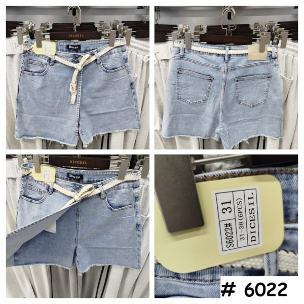 6022# голубые женские джинсовые шорты-юбка (стрейч-коттон, 6 ед. размеры батал: 31-38) выдача на следующий день Шорты