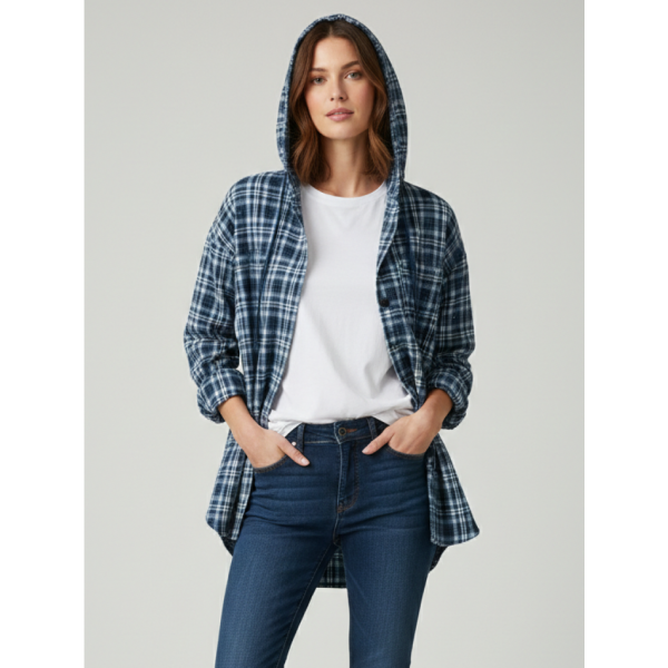 7760-42 синяя женская рубашка (JJF. с камнями и капюшоном, 4 ед, размеры норма: XL, 2XL, 3XL, 4XL) JJF