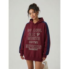 3301-5 бордовый женский батник (двухнитка, с капюшоном , 1 ед, универсальный размер норма : M/XL) Батник