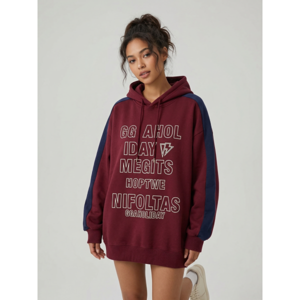 3301-5 бордовый женский батник (двухнитка, с капюшоном , 1 ед, универсальный размер норма : M/XL) Батник