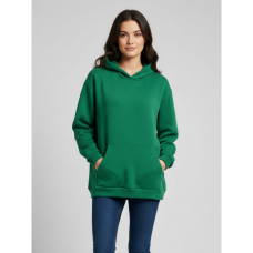4452-7 зелений жіночий спортивний худі (тринитка на флісі, з капюшоном, 5од, розміри норма: 44, 46, 48, 50, 52)