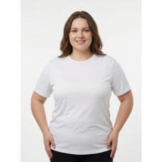 2303-10 белая женская футболка (бифлекс,микродайвинг, 6 ед, размеры полубатал: M. M. L. L. XL. XL) Футболка