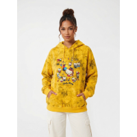 0202-8 жёлтый женский худи (двухнитка, варка, принт, с капюшоком, 1 ед, универсальный размер норма : M/3XL) Худи