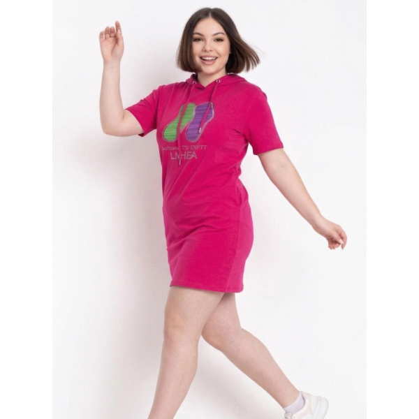 0802-4 микс расцветок женская туника с камнями (Nana. капюшон, карманы, 8 ед. универсальный полубатальный размер: 48-52) Nana