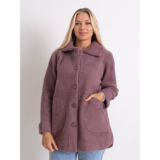 0562-32 темно-сиреневый женский кардиган (шерсть альпаки, на пуговицах, 1 ед. универсальный полубатальный размер: 46-52) Кардиган
