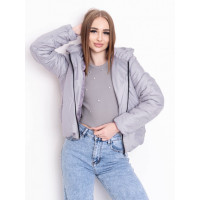 5010-44 СЕРАЯ куртка-зефирка с капюшоном на синтепоне (2 ед. размеры: 42-44.46-48) Куртка-зефирка