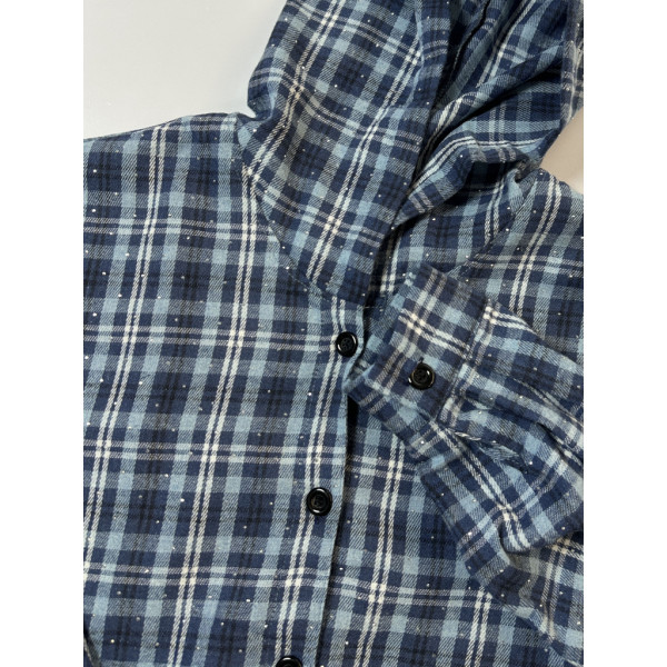 7760-42 синяя женская рубашка (JJF. с камнями и капюшоном, 4 ед, размеры норма: XL, 2XL, 3XL, 4XL) JJF