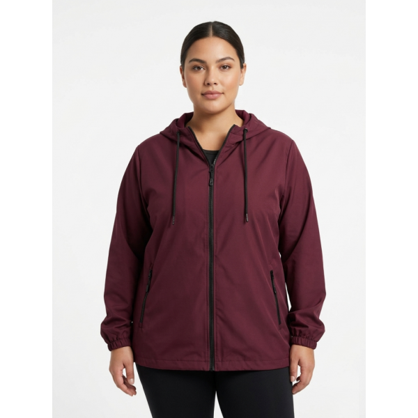 0299-52 бордовая женская ветровка (5'TH AVENUE, плащовка, копюшон, с карманами, 3 ед. размеры полубатал: 48. 50. 52) 5`th Avenue