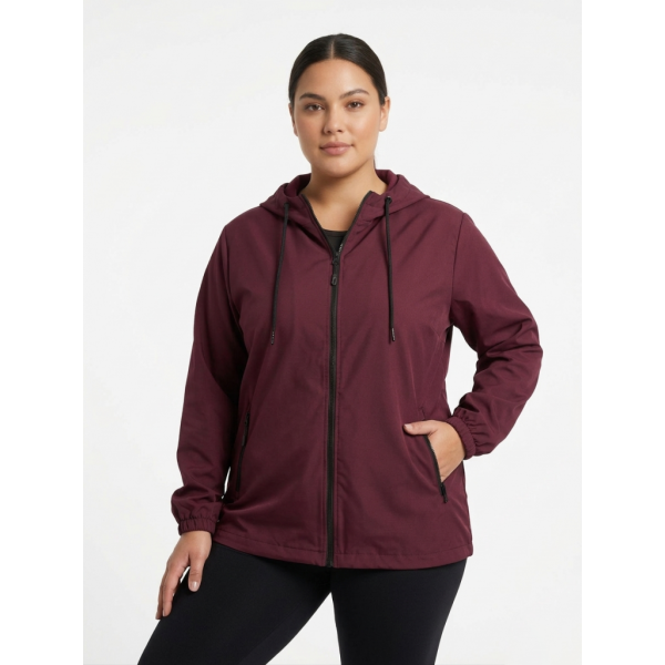 0299-52 бордовая женская ветровка (5'TH AVENUE, плащовка, копюшон, с карманами, 3 ед. размеры полубатал: 48. 50. 52) 5`th Avenue