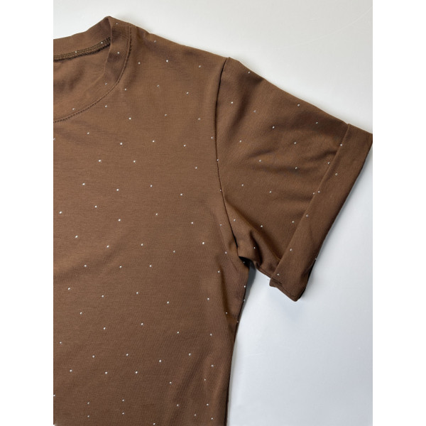 0367-9 коричневый женский костюм-двойка (футболка + штаны) (5'TH AVENUE, турецкий хлопок, 3 ед. размеры полубатал: 48. 50. 52) 5`th Avenue