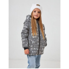 0107-60 сіра світловідбивна дитяча курточка (YOLA, утеплювач слімтекс, підкладка нейлон, кишені на змійці, на 5-8 років, 4 од. розміри підліток: 116. 122. 128. 134) YOLA