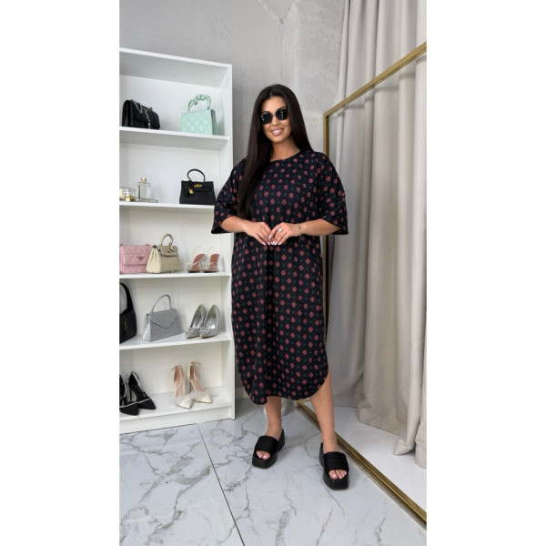 16520-27 черное женское платье (SARA, принт, трикотаж, 2 ед. размеры батал:54. 56) Sara