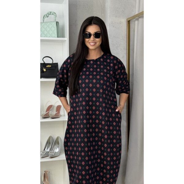 16520-27 черное женское платье (SARA, принт, трикотаж, 2 ед. размеры батал:54. 56) Sara