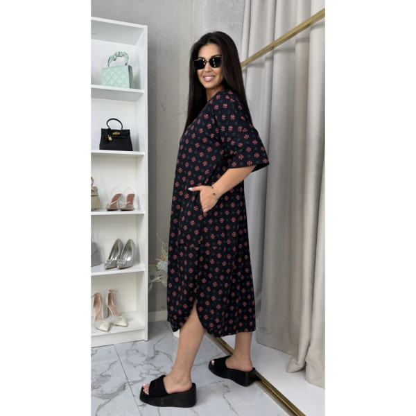 16520-27 черное женское платье (SARA, принт, трикотаж, 2 ед. размеры батал:54. 56) Sara