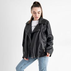 1928-1 ЧОРНА OVERSIZE косуха жіноча З СРІБНИМ ЗМІЙКОЮ з екошкіри (1 од.розміри: універсал: M-XL)