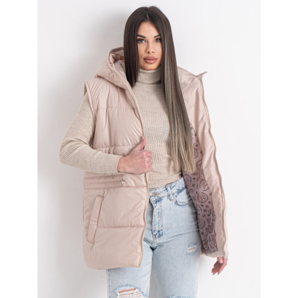 0075-3 бежева жіноча жилетка (5'TH AVENUE, синтепон, 3 од. розміри норма: 42. 44. 46)