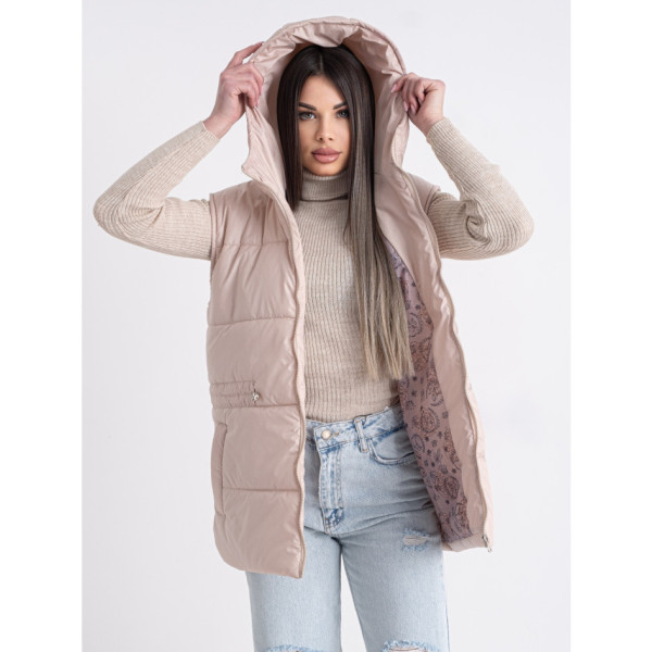 0075-3 бежева жіноча жилетка (5'TH AVENUE, синтепон, 3 од. розміри норма: 42. 44. 46)