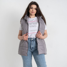 0751-66 сіра жіноча жилетка (5'TH AVENUE, синтепон, капюшон, 3 од. розміри напівбатал: 48. 50. 52)